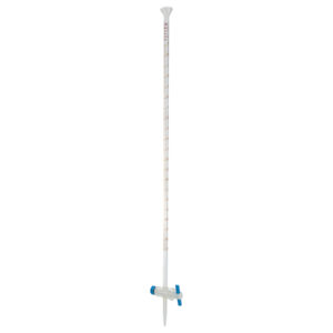 Burette à robinet droit en PTFE, avec entonnoir, classe A