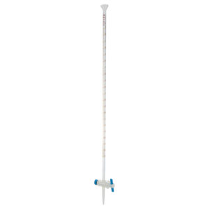 Burette à robinet droit en PTFE et frange bleue de Schellbach, classe A