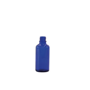 Flacon en verre bleu, col étroit DIN-18
