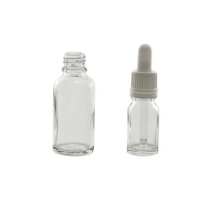 Flacon en verre transparent, col étroit DIN-18