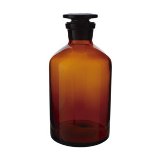 Flacon en verre ambré pour réactif, col étroit, avec bouchon en verre