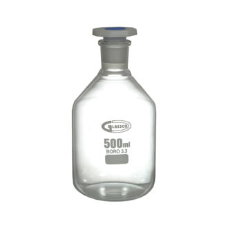 Flacon en verre transparent pour réactif, col étroit, avec bouchon en PP