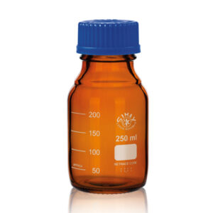 Flacon gradué ISO en verre borosilicaté 3.3 ambré