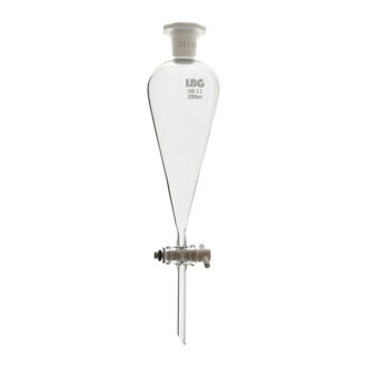 Ampoule à décanter avec clé en PTFE et bouchon en plastique