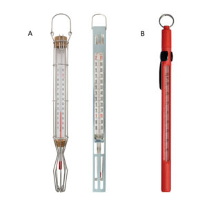 Thermomètre en verre avec étui