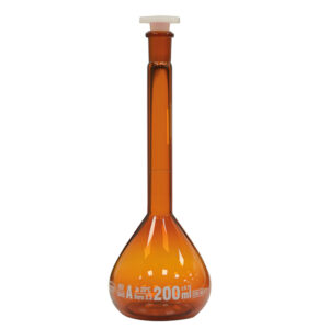 Fiole jaugée ambrée classe A, GLASSCO