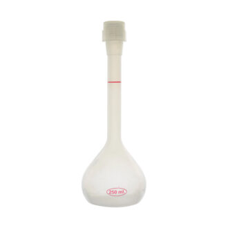 Fiole jaugée en plastique avec bouchon vissant