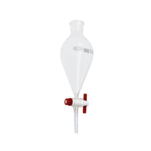 AMPOULE À DÉCANTER, FORME POIRE, AVEC CLÉ EN PTFE, GLASSCO